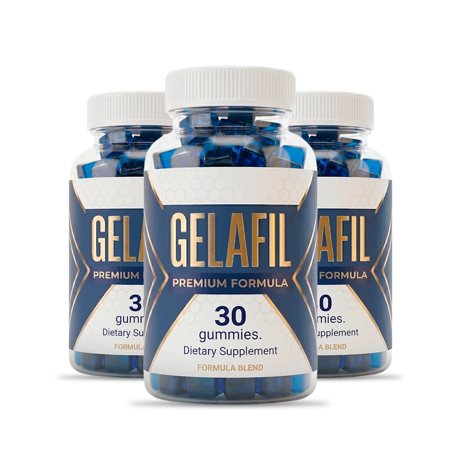 Three bottles of Gelafil Premium Formula blue gummies